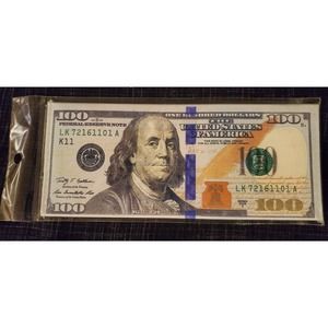 Bifold Money Print Wallet Benjamin Franklin 100 Hundred Dollar Bill Canvas